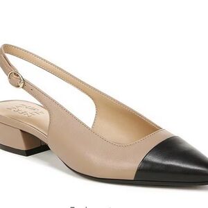 Naturalizer Banks Beige and Black Slingback Flats